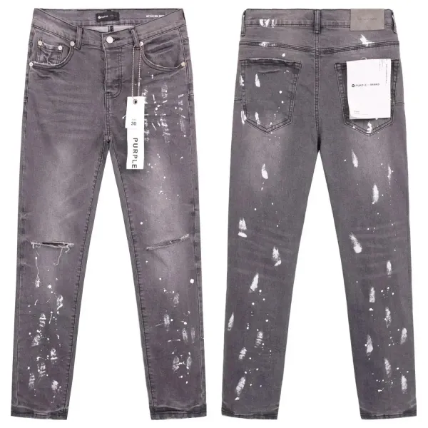 Purple Brand Paint-Splatter Distressed Slim Fit Jeans - 1