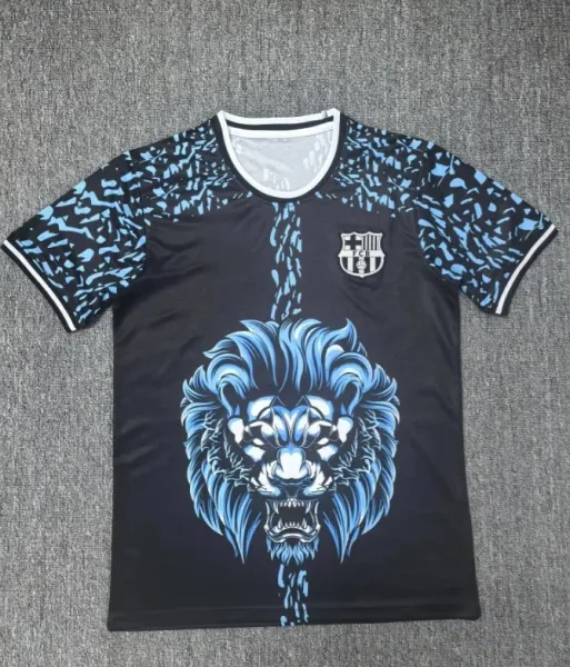 FC Barcelona x Custom Lion Graphic Black Blue Jersey - 1