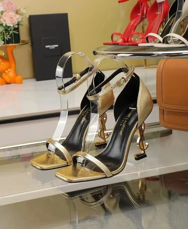 Saint Laurent High Heels MF02 Ankle-Strap Open-Toe Logo-Heel Sandals product detail image 4