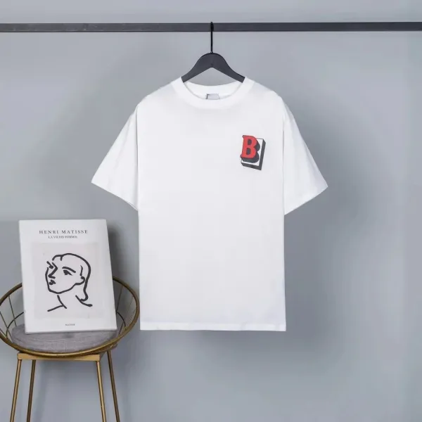 Balenciaga B Logo Print White T-Shirt - 1