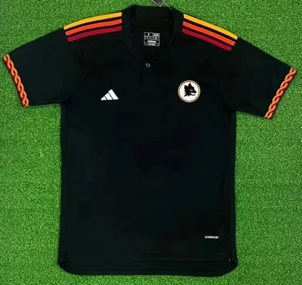 Adidas Roma Third Kit Black Orange Red Polo - 1