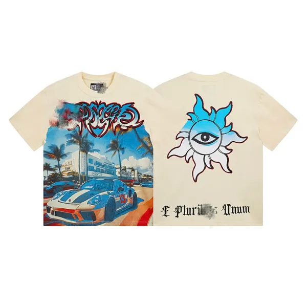 GRA Miami Sun Graphic T-Shirt Beige - 1