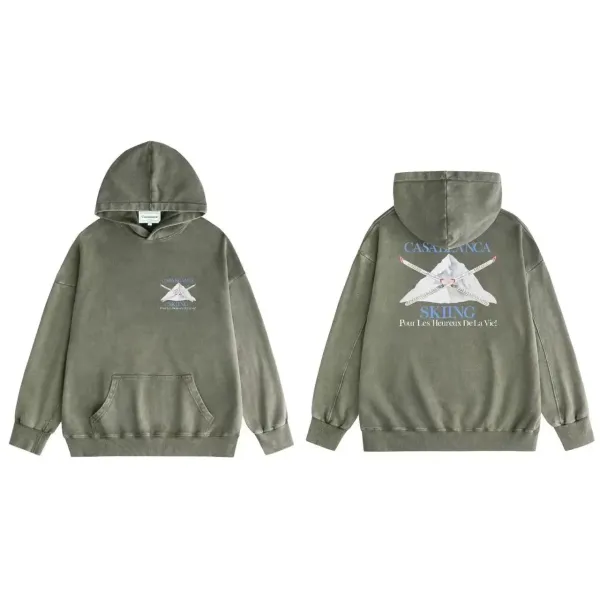 Casablanca Skiing Graphic Hoodie Army Green - 1