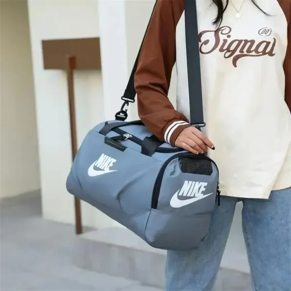 Nike Duffel Bag Gray Sporty Travel Bag - 2