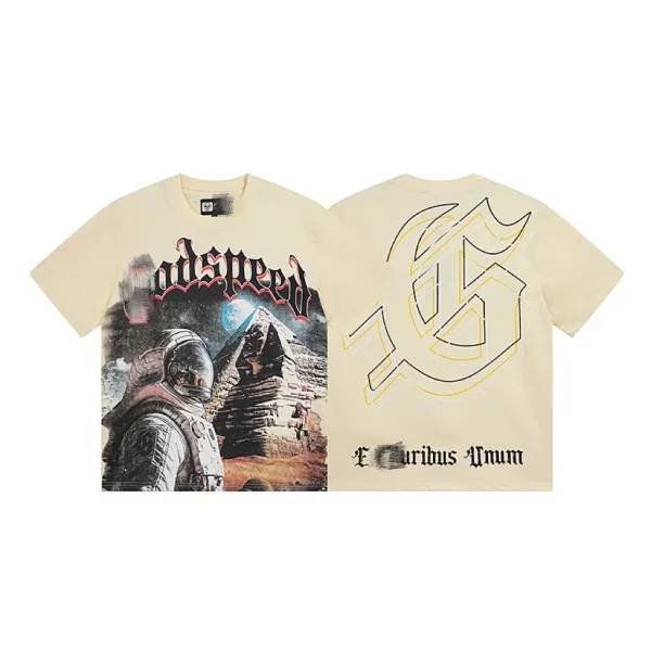 Godspeed x E Curibus Unum Graphic Print Beige T-Shirt - 1