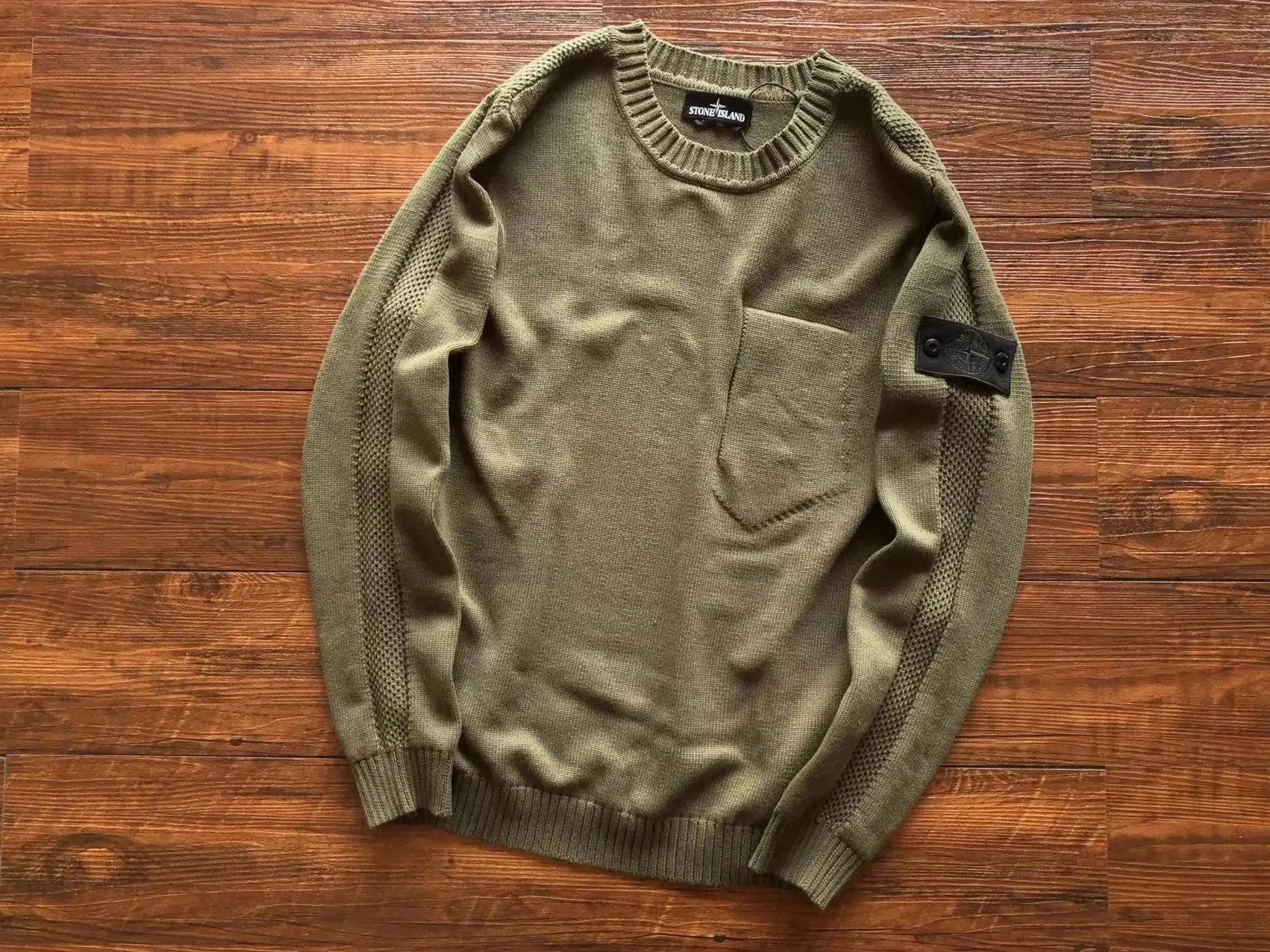 Stone Island Knitwear Crewneck knit sweater with Compass badge sleeve patch — 39
