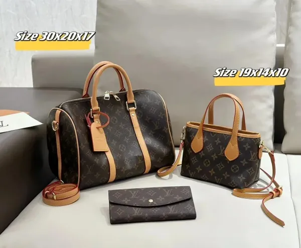 Louis Vuitton Monogram Canvas Speedy 30 & Mini Bucket & Long Wallet Handbags - 1