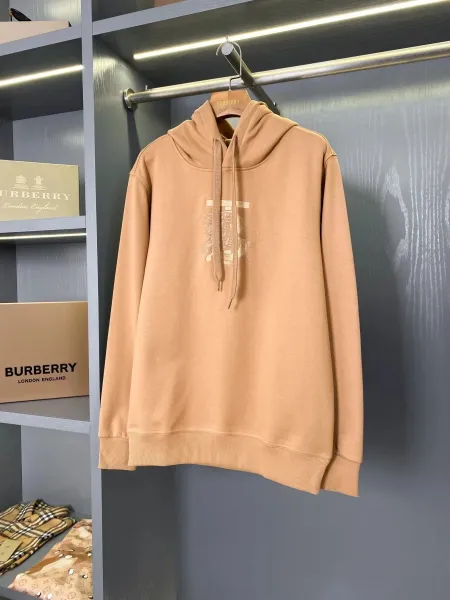 Burberry Logo-Embroidered Hoodie Beige Hoodie - 1