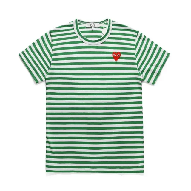Comme des Garçons PLAY T-Shirts Striped short-sleeve T-shirt with heart patch product detail image 8