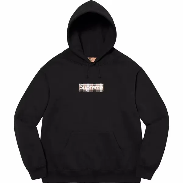 Supreme x Burberry Box Logo Hoodie Black - 1