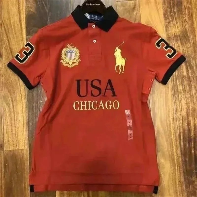 Polo Ralph Lauren Shirts City Embroidered Short-Sleeve Shirt with Number Graphic — Chicago, United States