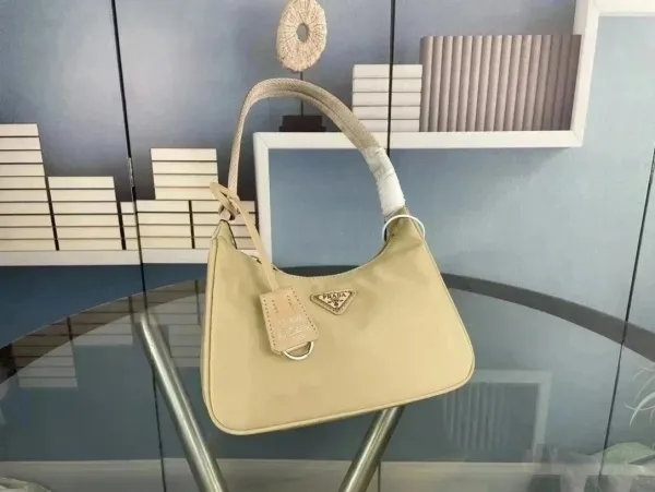 Prada Re-Edition 2005 Beige Nylon Hobo Bag - 1