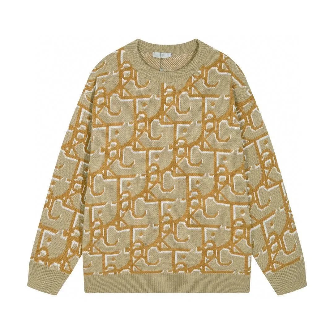 Dior Oblique Knit Sweater Beige and Mustard Yellow Sweater - 1
