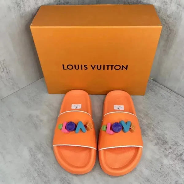Louis Vuitton Love Slide Orange Slippers - 1
