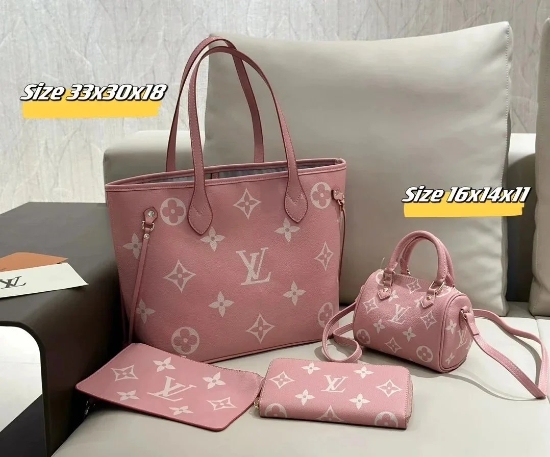 Louis Vuitton Monogram Rose Clair Tote Bag Set Pink Handbags