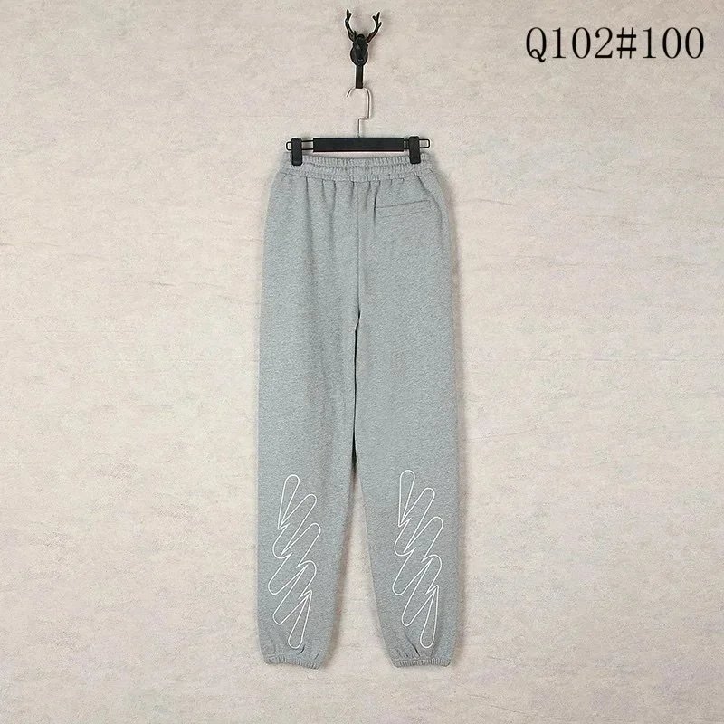 Off-White Trousers Elastic-Waist Jogger Sweatpants with Diagonal Leg Graphics — 5