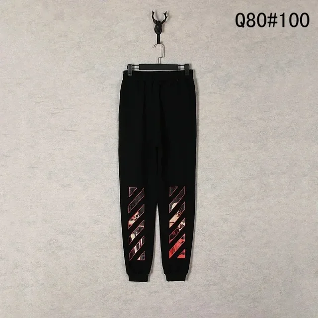 Off-White Trousers Elastic-Waist Jogger Sweatpants with Diagonal Leg Graphics product detail image 4