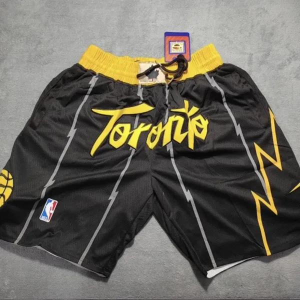 Toronto Raptors Throwback Mesh Shorts Black/Yellow - 1