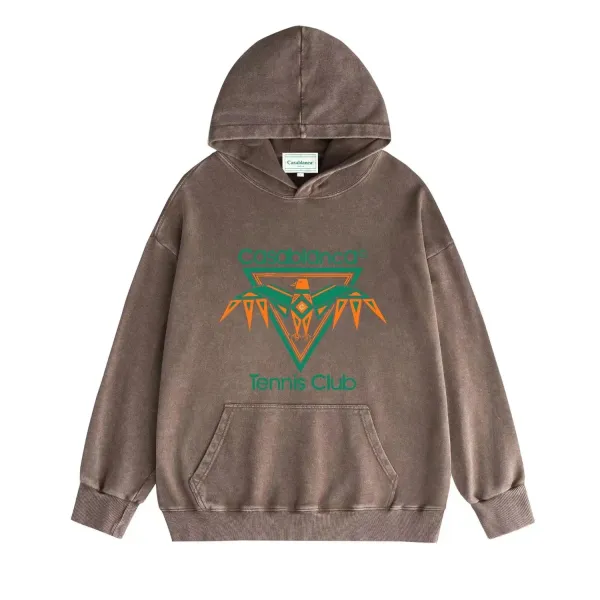 Casablanca Tennis Club Graphic Hoodie Brown - 1