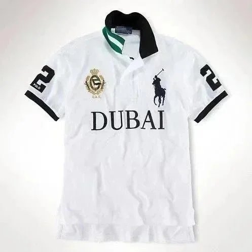 Polo Ralph Lauren Shirts City Embroidered Short-Sleeve Shirt with Number Graphic — White Dubai
