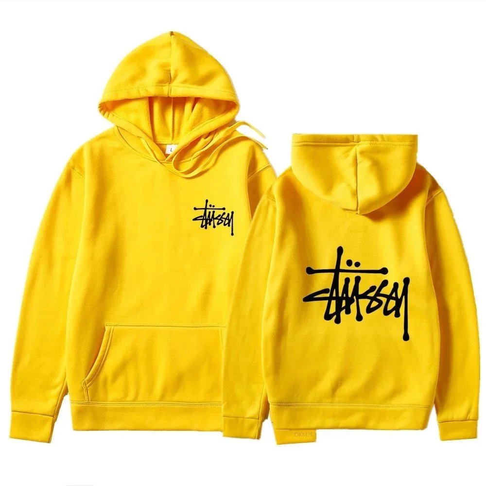 Stüssy Hoodies & Sweatshirts Logo Print Pullover Hoodie — Yellow 25