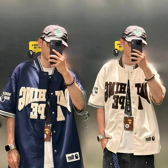 A Bathing Ape Shirts Short-Sleeve Button-Front Baseball Jersey Shirt product detail image 5