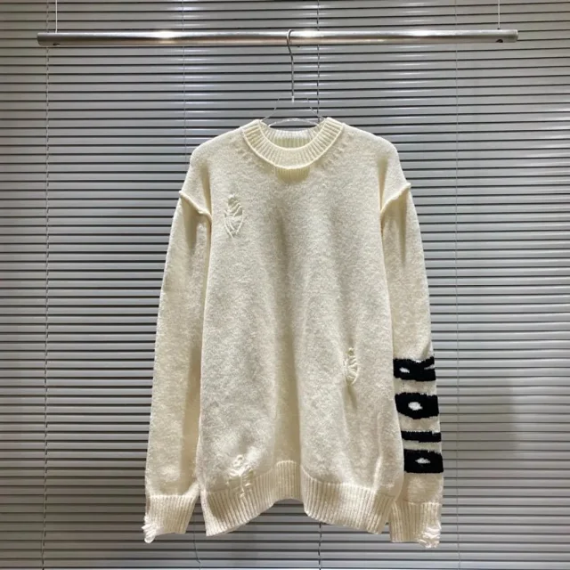 Dior Knitwear Logo knit sweater with striped cuffs product detail image 5