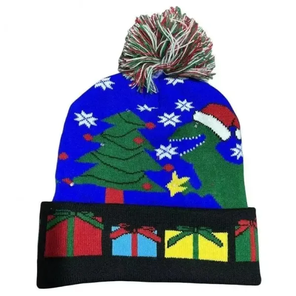 Design Ugly Christmas Beanie with Red Pom-Pom and HO HO HO Cuff - 5