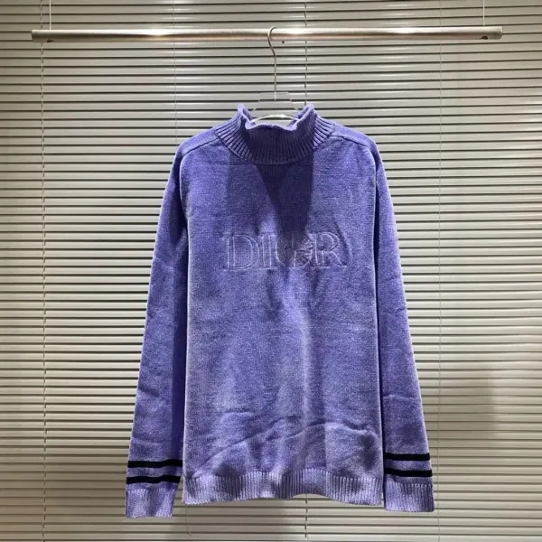 Dior Embroidered Velvet Turtleneck Sweater Purple - 1