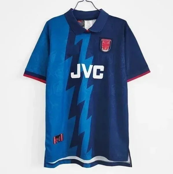 Arsenal FC 1991-92 Away Jersey Blue Lightning JVC Sponsor Polo - 1