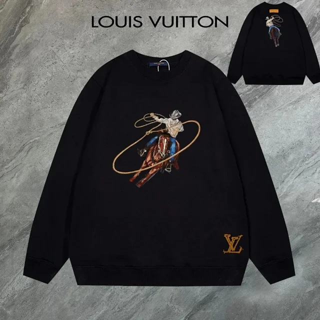 Louis Vuitton Hoodies & Sweatshirts Crewneck sweatshirt with cowboy-and-lasso graphic and LV embroidery product detail image 3