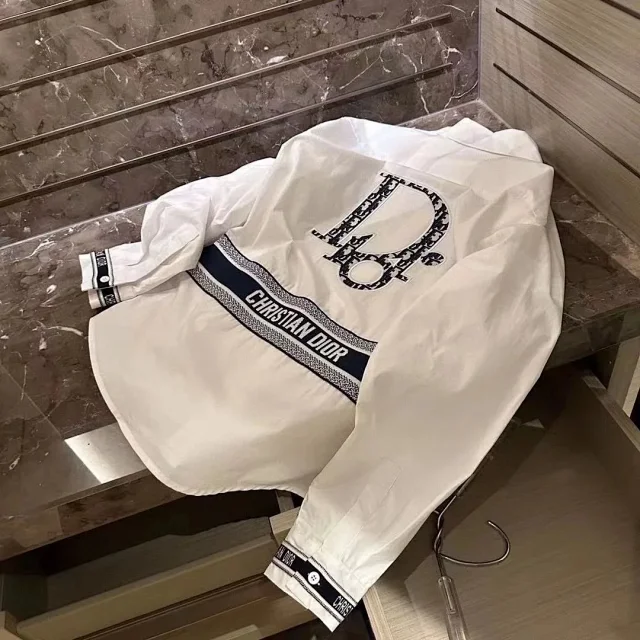 Dior Shirts Long-Sleeve Collared Logo Print Shirt product detail image 1
