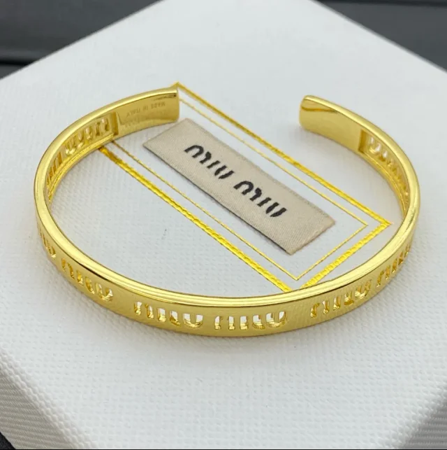 Miu Jewelry Logo Cutout Open Cuff Bracelet product detail image 2