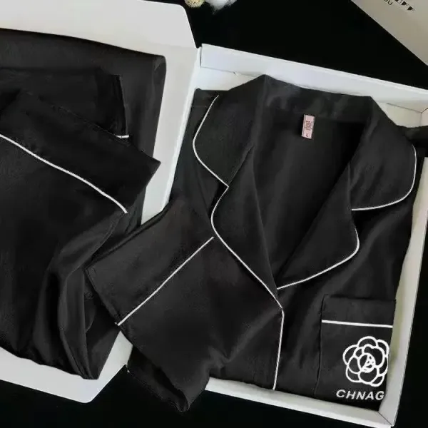 CHNAG Satin Pajama Set Black Sleepwear - 1