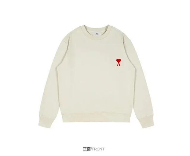 AMI Paris Hoodies & Sweatshirts Crewneck sweatshirt with red heart embroidery product detail image 3
