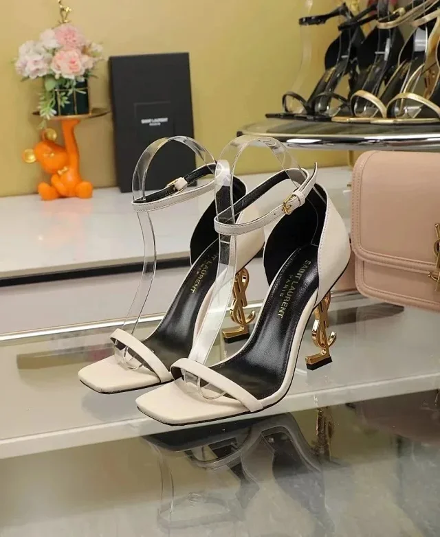 Saint Laurent High Heels MF02 Ankle-Strap Open-Toe Logo-Heel Sandals product detail image 3