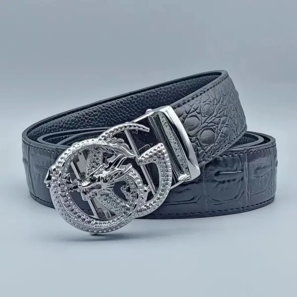 Philipp Plein Dragon-Embossed Croc-Texture Leather Belt Black - 1