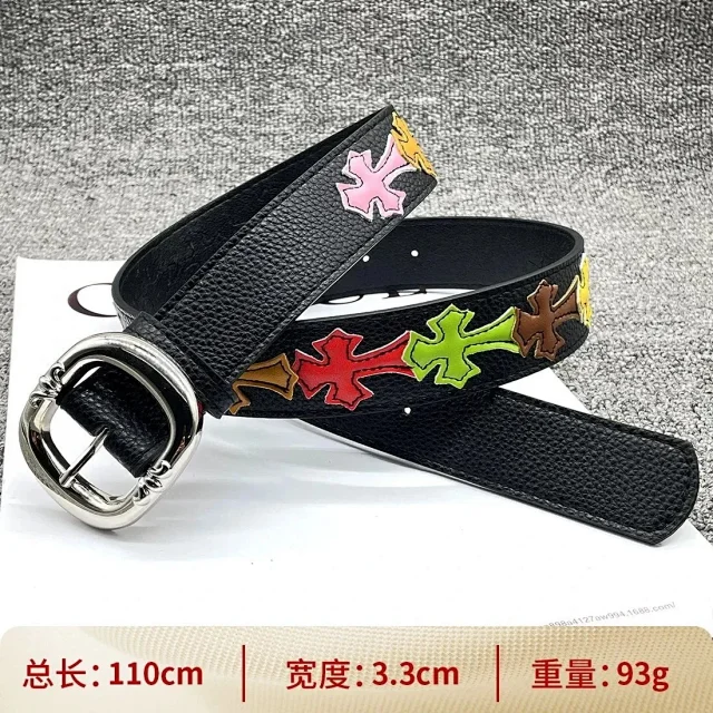 Ouyue Belts Black Belt with Multicolour Cross Appliques and Decorative Buckle product detail image 9