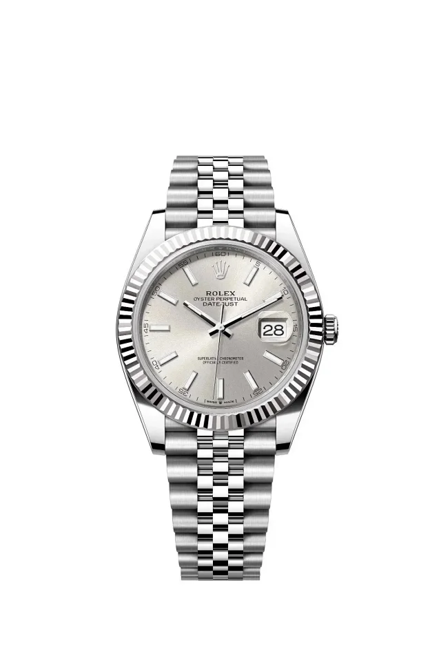 Rolex Watches Oyster Perpetual Datejust-style watch with fluted bezel, date magnifier, and jubilee bracelet product detail image 6