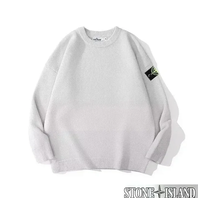 Stone Island Knitwear Crewneck knit sweater with compass sleeve badge product detail image 2