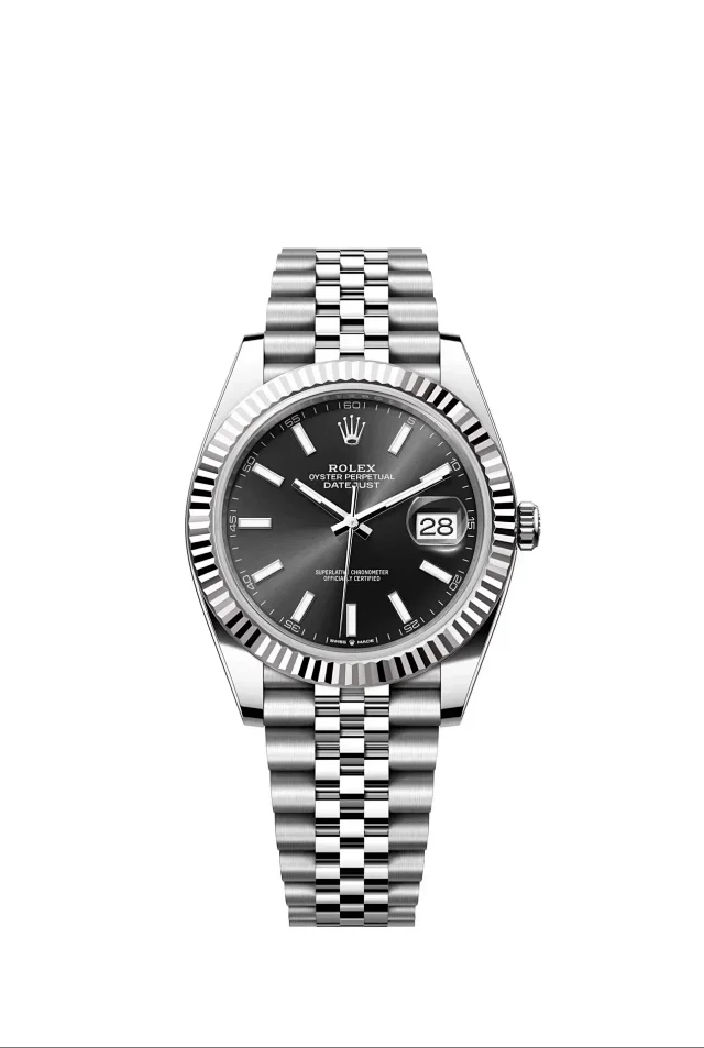 Rolex Watches Oyster Perpetual Datejust-style watch with fluted bezel, date magnifier, and jubilee bracelet product detail image 10