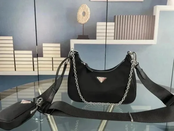 Prada Re-Nylon Mini Hobo Bag Black - 1