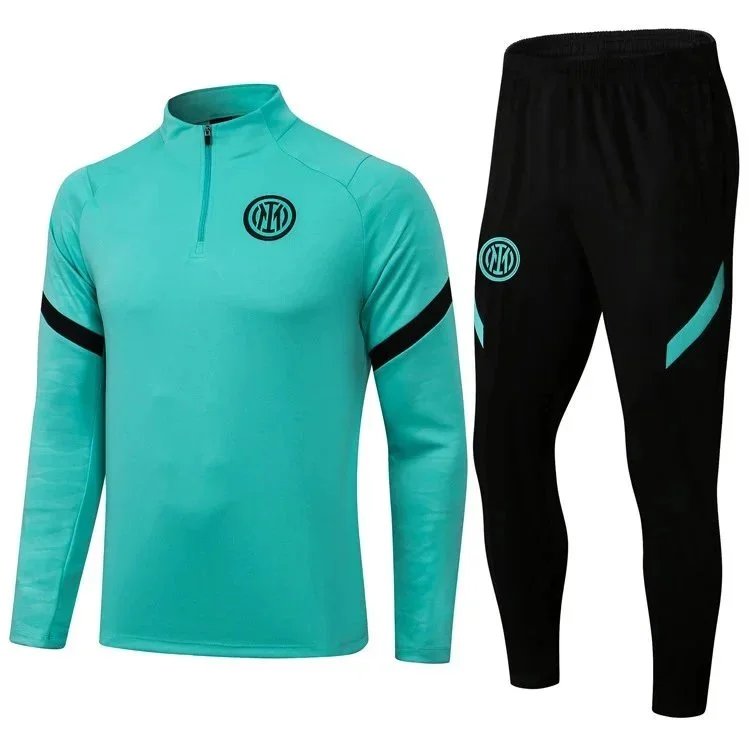 Paris Saint-Germain Tracksuits Long-Sleeve Half-Zip Football Training Set — Inter Green