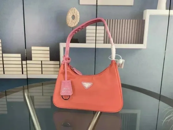 Prada Re-Edition 2005 Nylon Hobo Bag Coral Pink - 1