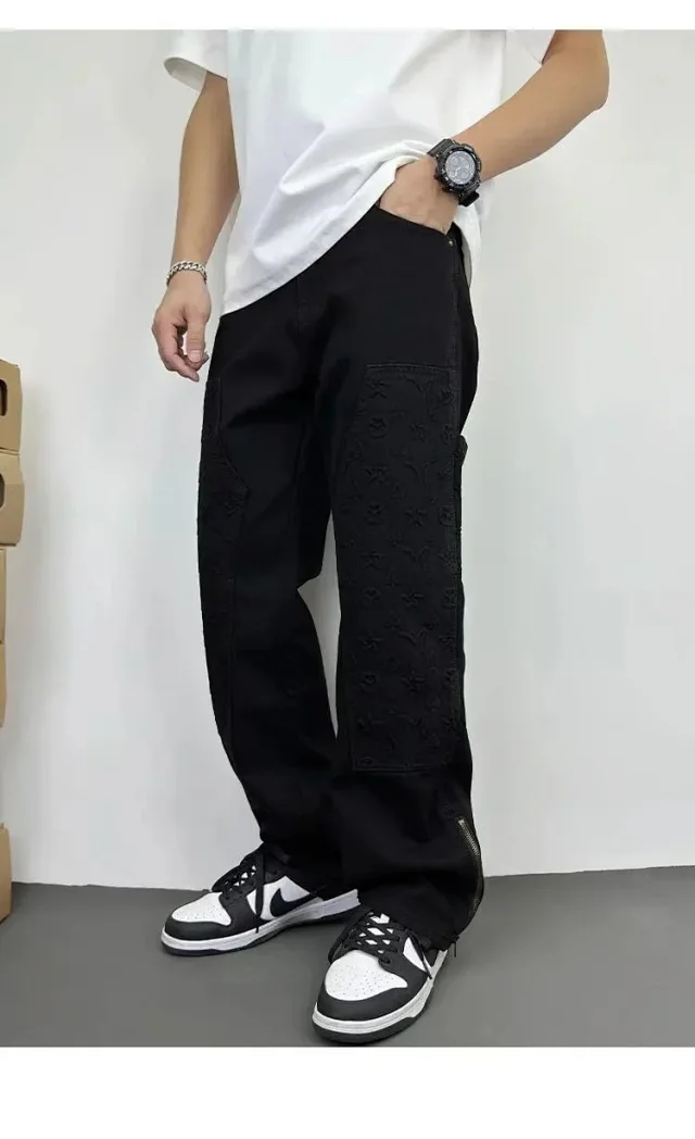 Louis Vuitton Jeans M1 monogram patchwork with zip hems product detail image 4