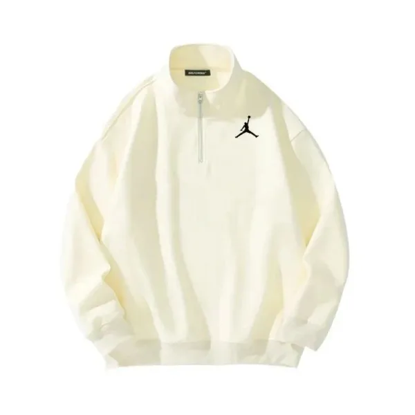 Air Jordan Half-Zip Pullover Beige Hoodie - 1
