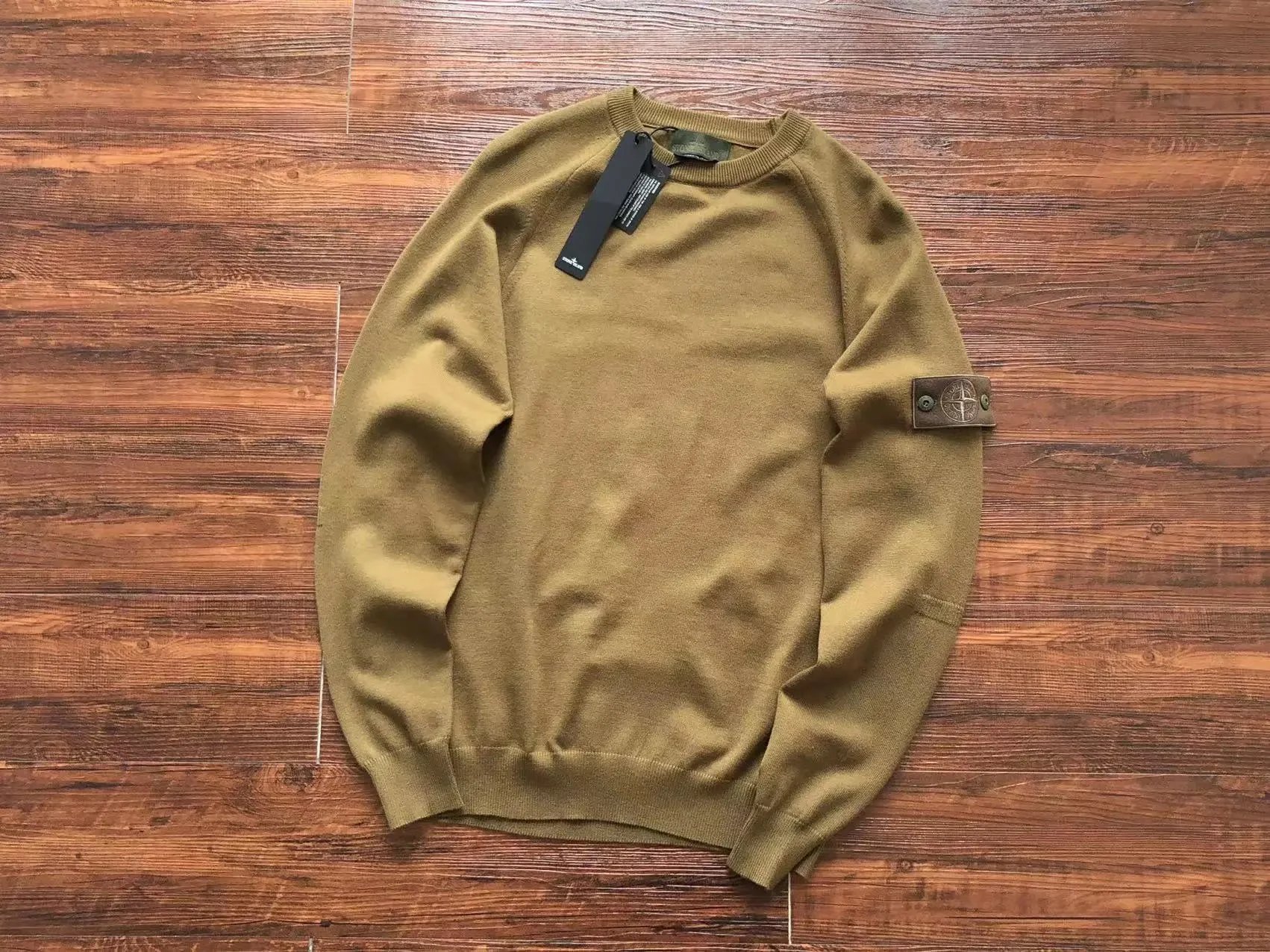 Stone Island Knitwear Crewneck knit sweater with Compass badge sleeve patch — 4