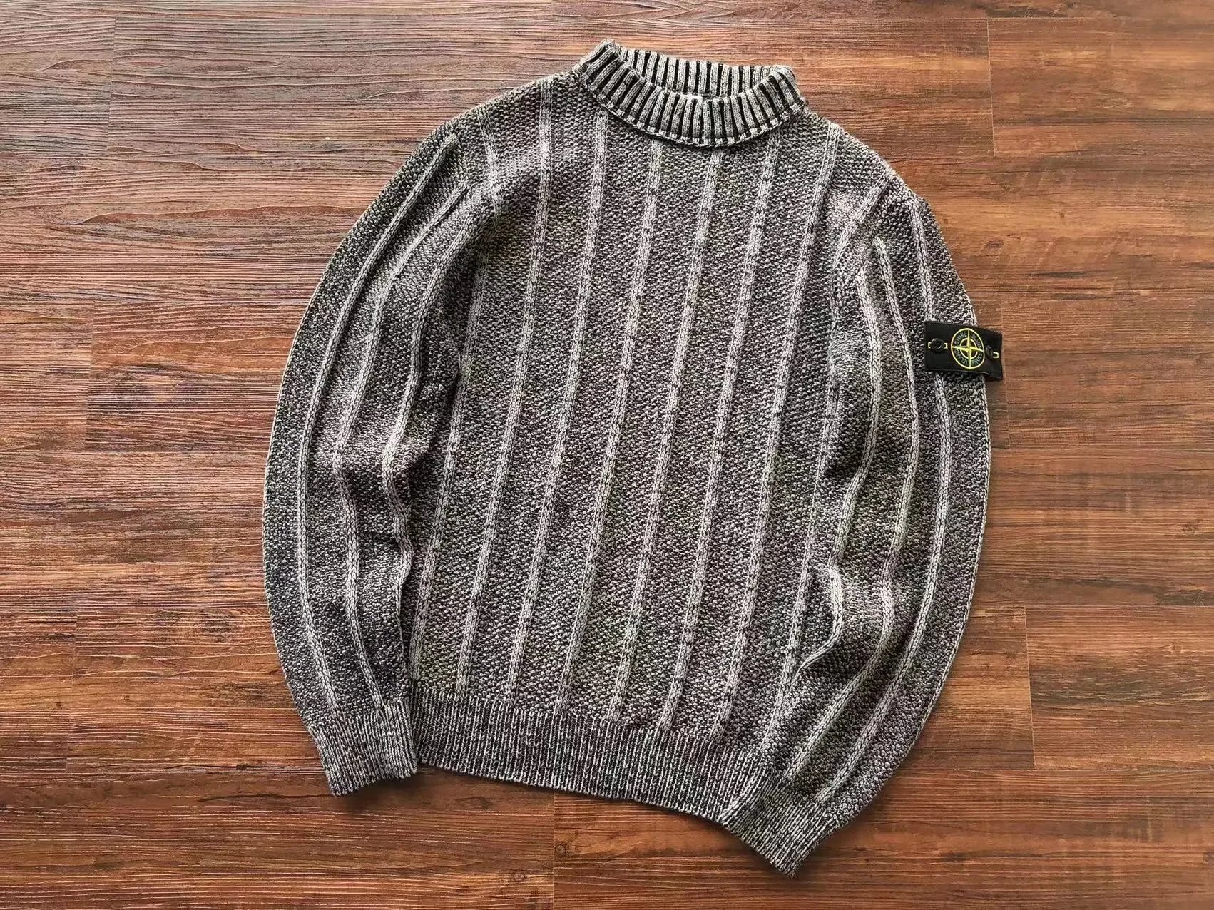 Stone Island Knitwear Crewneck knit sweater with Compass badge sleeve patch — 24