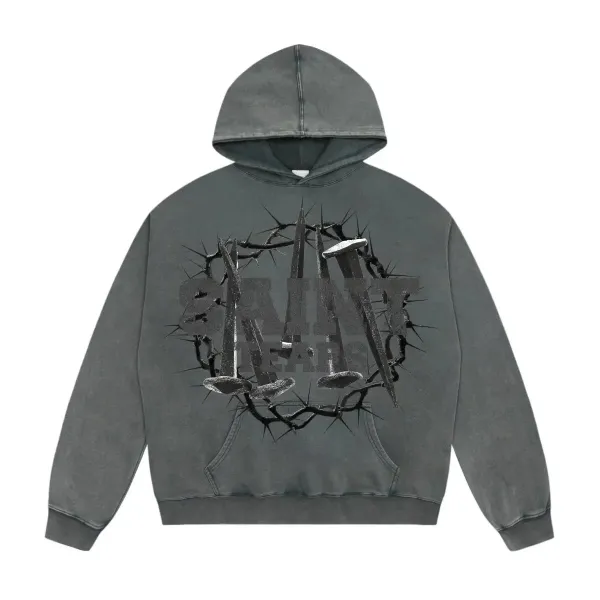 Saint Tears Thorn Crown Hoodie Gray - 1