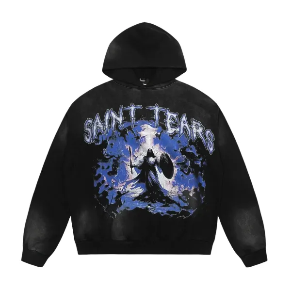 Saint Tears Warrior Graphic Hoodie Black - 1